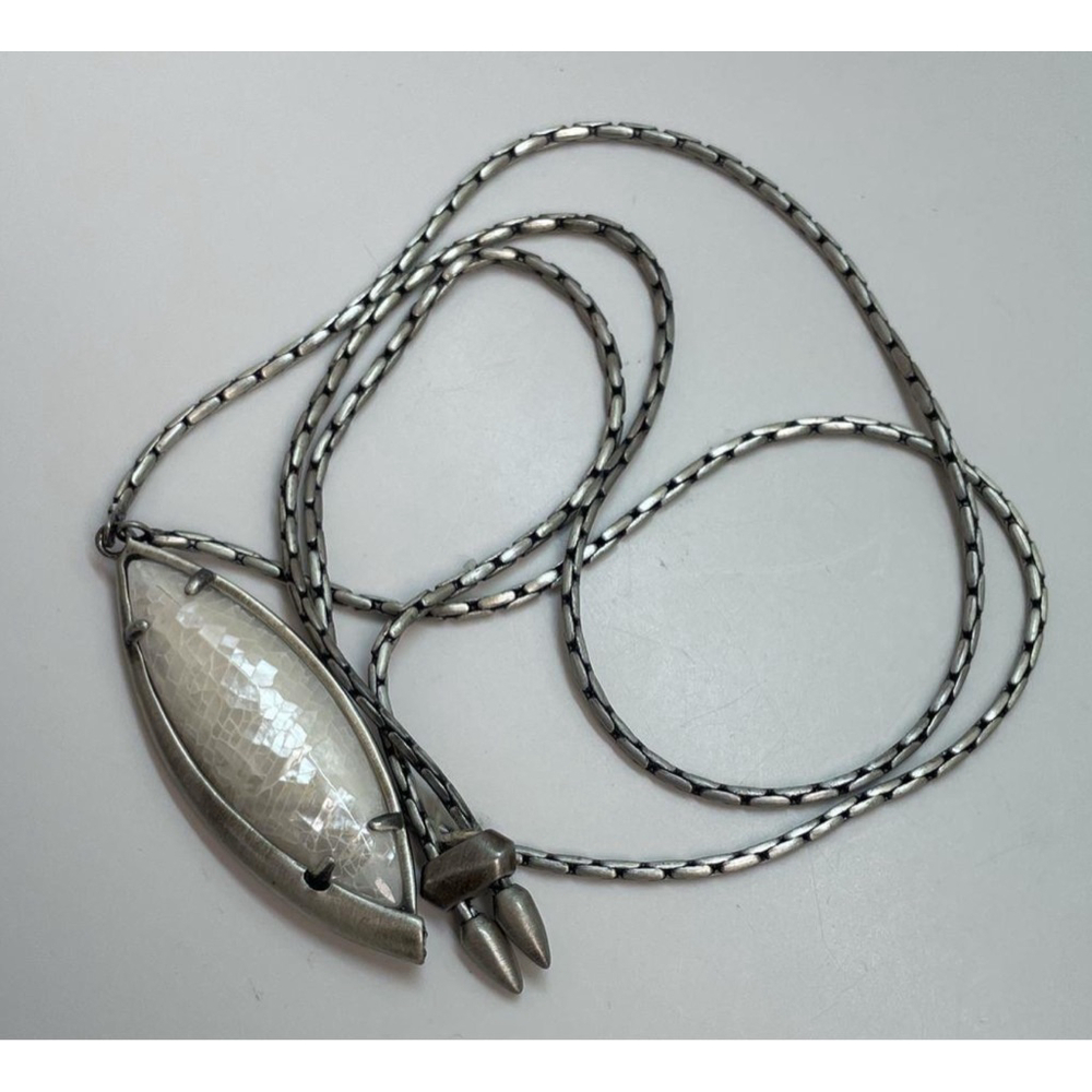 Kendra Scott Milla Mother Of Pearl Silver Tone Necklace 1813 - Picture 7 of 7